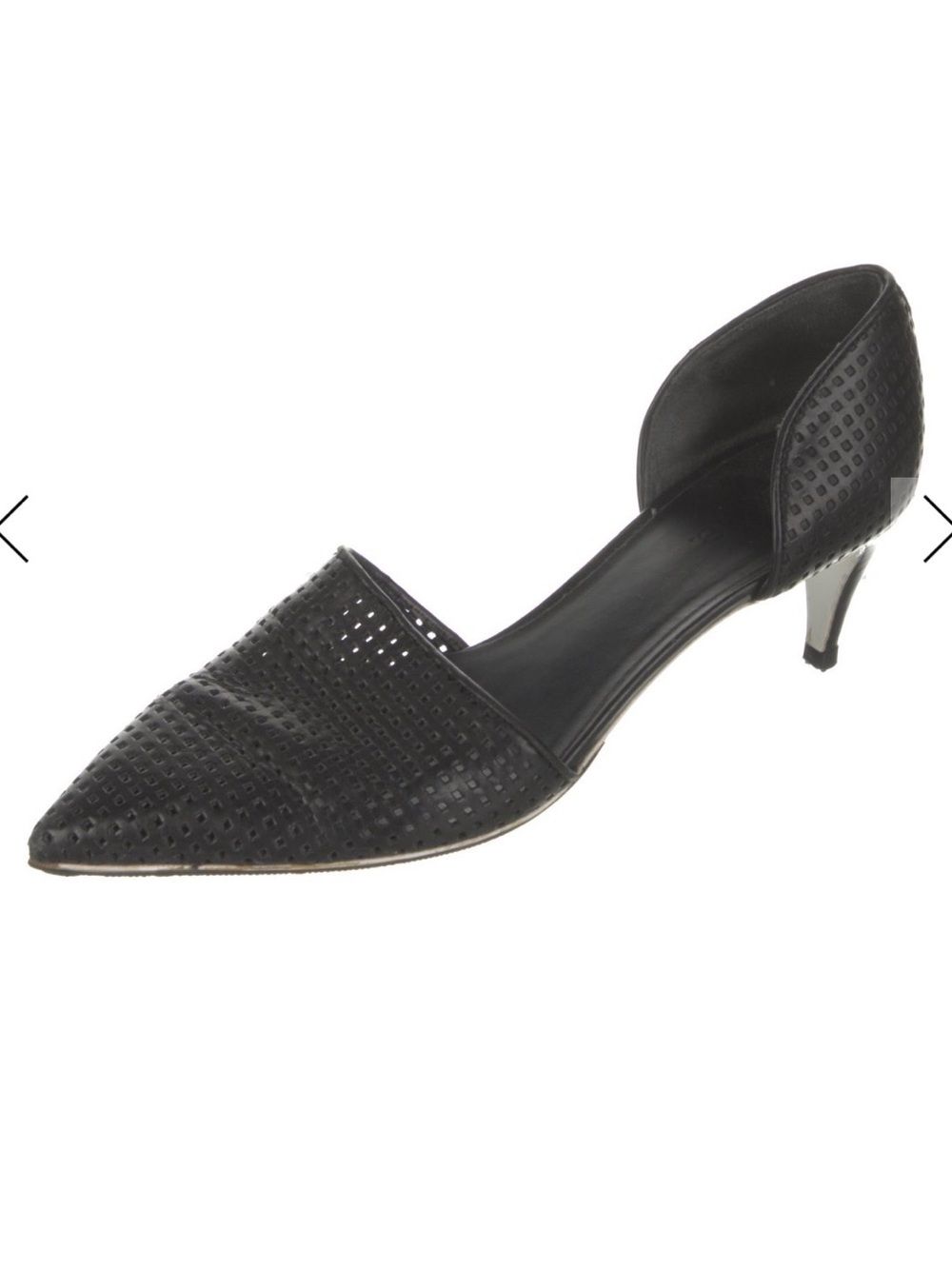 Vince Black Perforated Pointed D'Orsay Kitten Heel